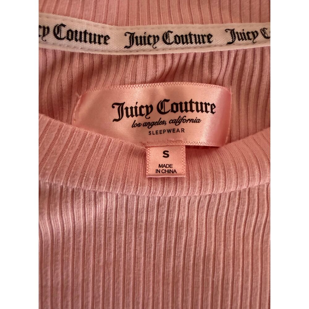 Juicy Couture Pink Ribbed Tee with Gold Logo Pocket • Size Small - Picture 3 of 4
